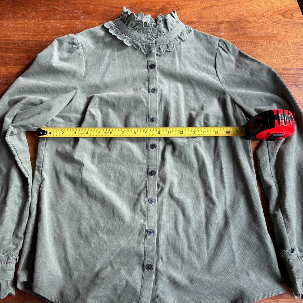 Boden Green Button Down Shirt Broderie Detail